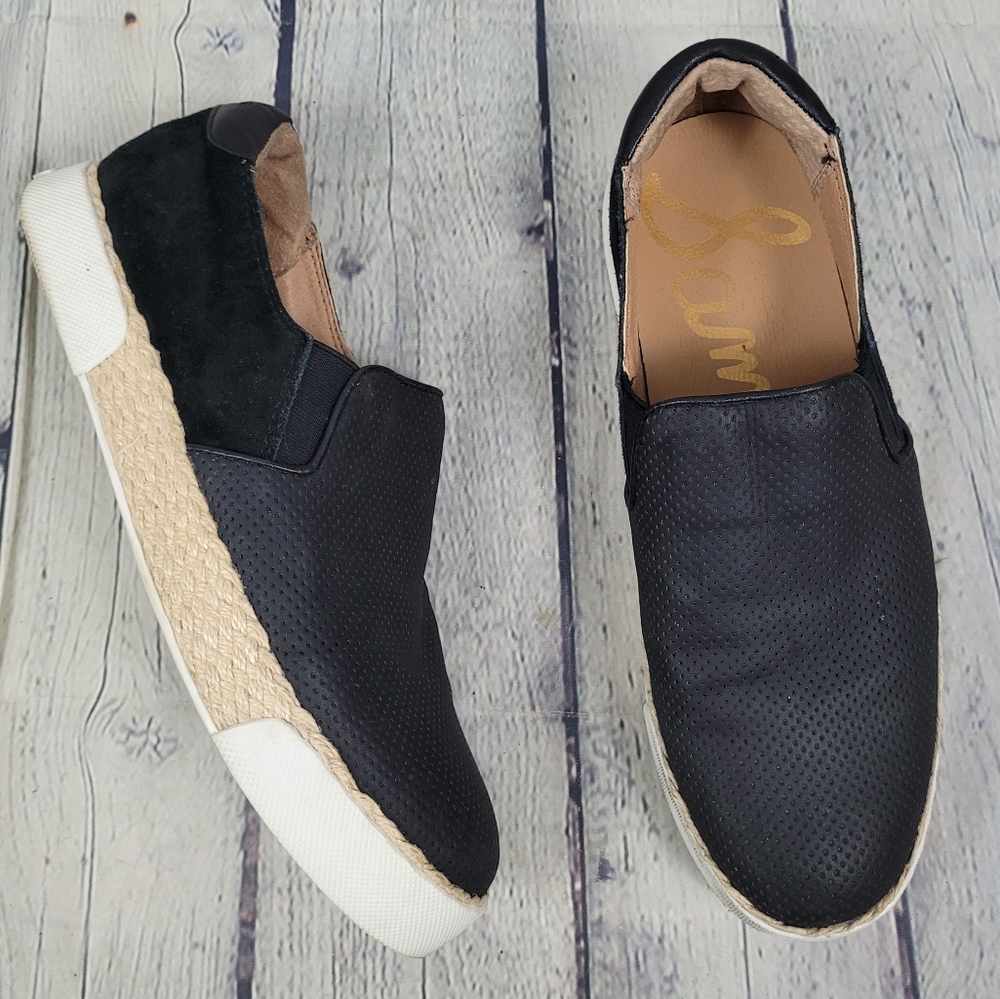 SAM EDELMAN | Banks perforated leather & suede slip-on espadrille sneaker